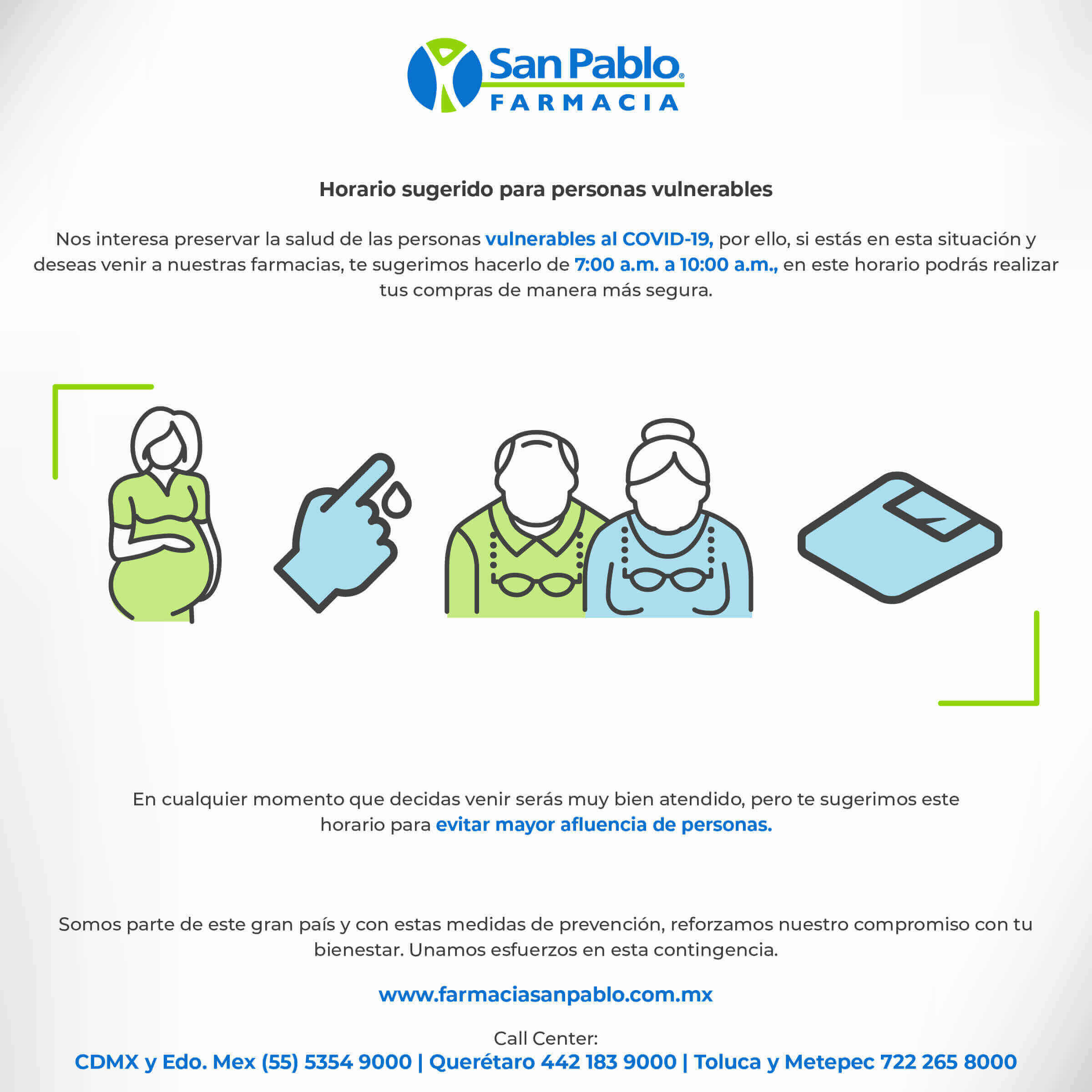 Coronavirus | Horario para Personas Vulnerables | San Pablo Farmacia