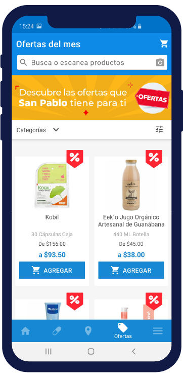 smartphone con productos en promoción
